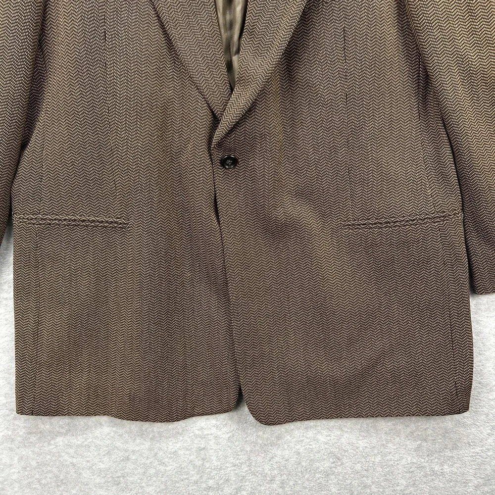 Jhane Barnes Blazer Mens 46R Brown Herringbone Suit Sport Coat Jacket Union USA‎